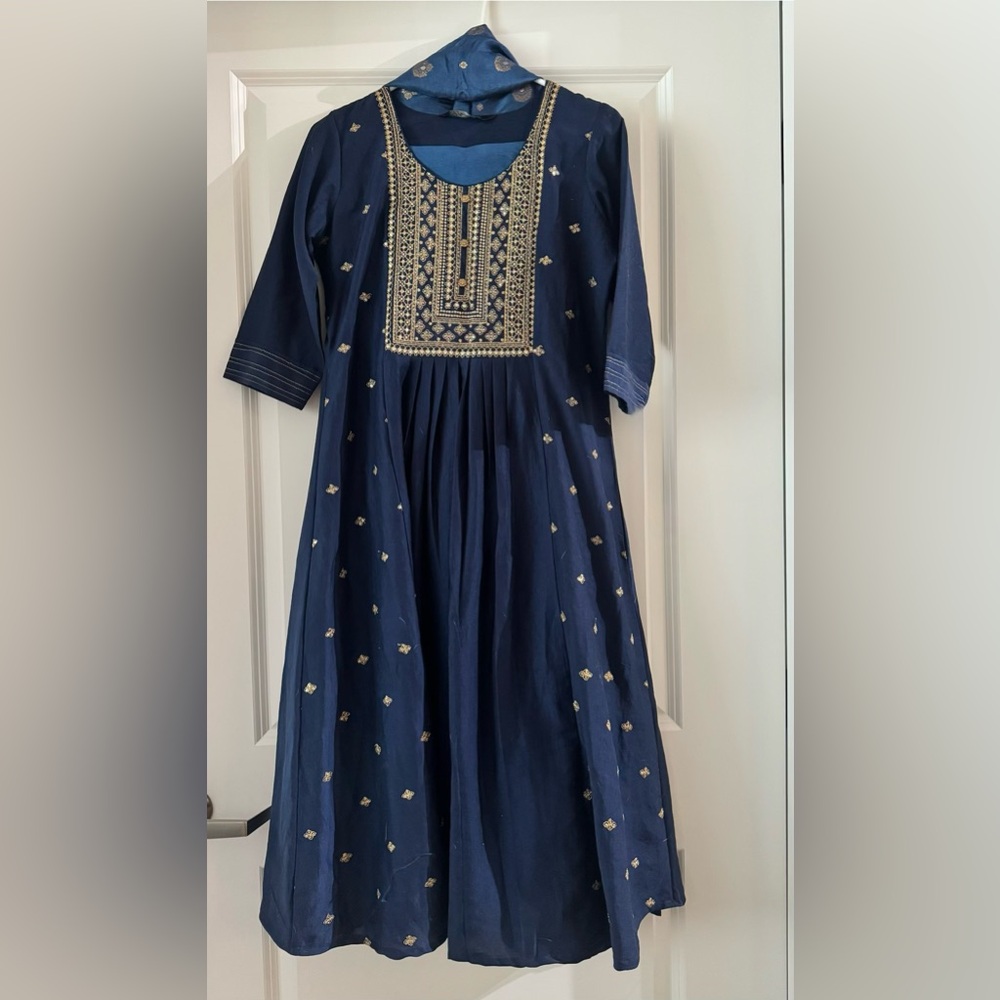 Navy Blue Embroidered Bollywood  Dress